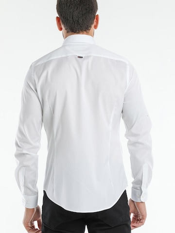 7Camicie Slim fit Zakelijk overhemd 'Leonardo Essentials Poplin Stretch Man Shirt' in Wit