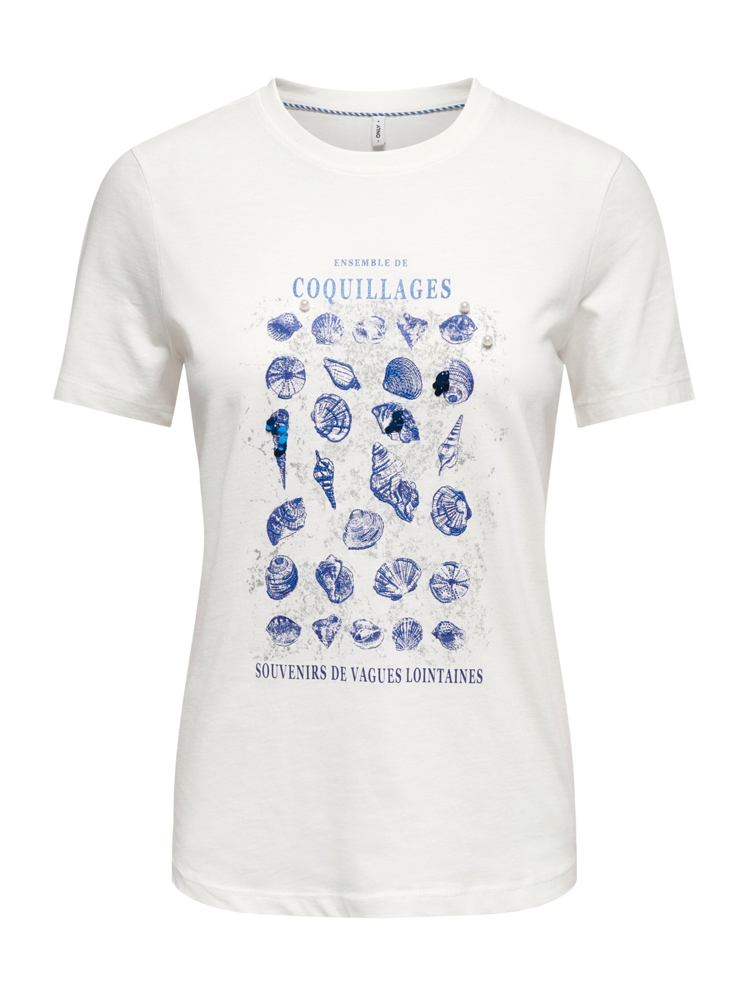 ONLY T-shirt 'ONLKITA' en bleu / azur / gris / blanc cassé, Vue avec produit