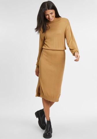 TAMARIS Knitted dress in Brown: front