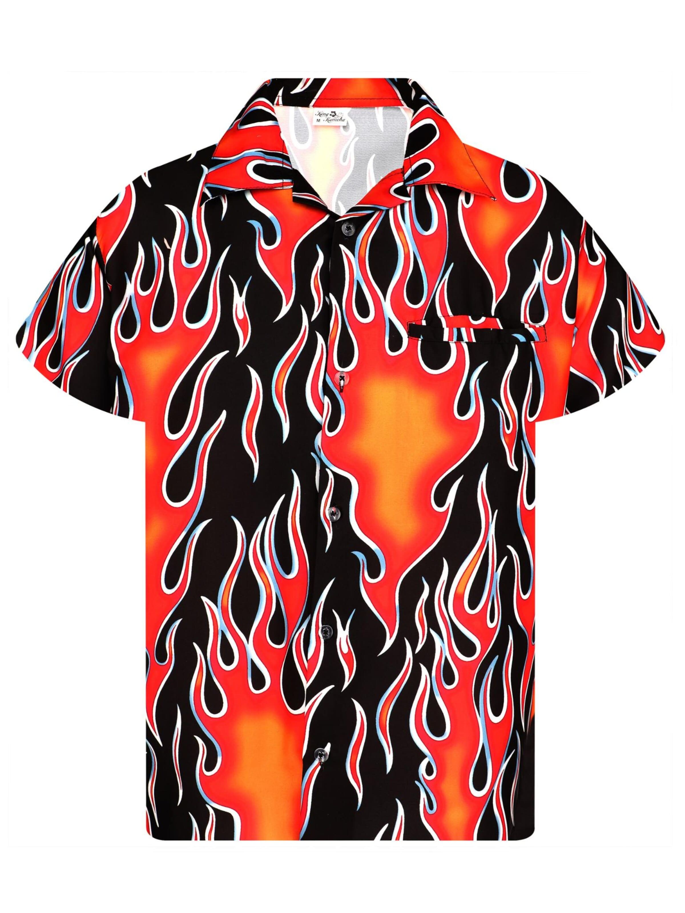 Maglietta 'Flames Wild' di King Kameha in rosso: frontale