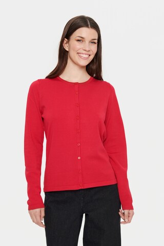 SAINT TROPEZ Knit Cardigan 'Mila' in Red: front