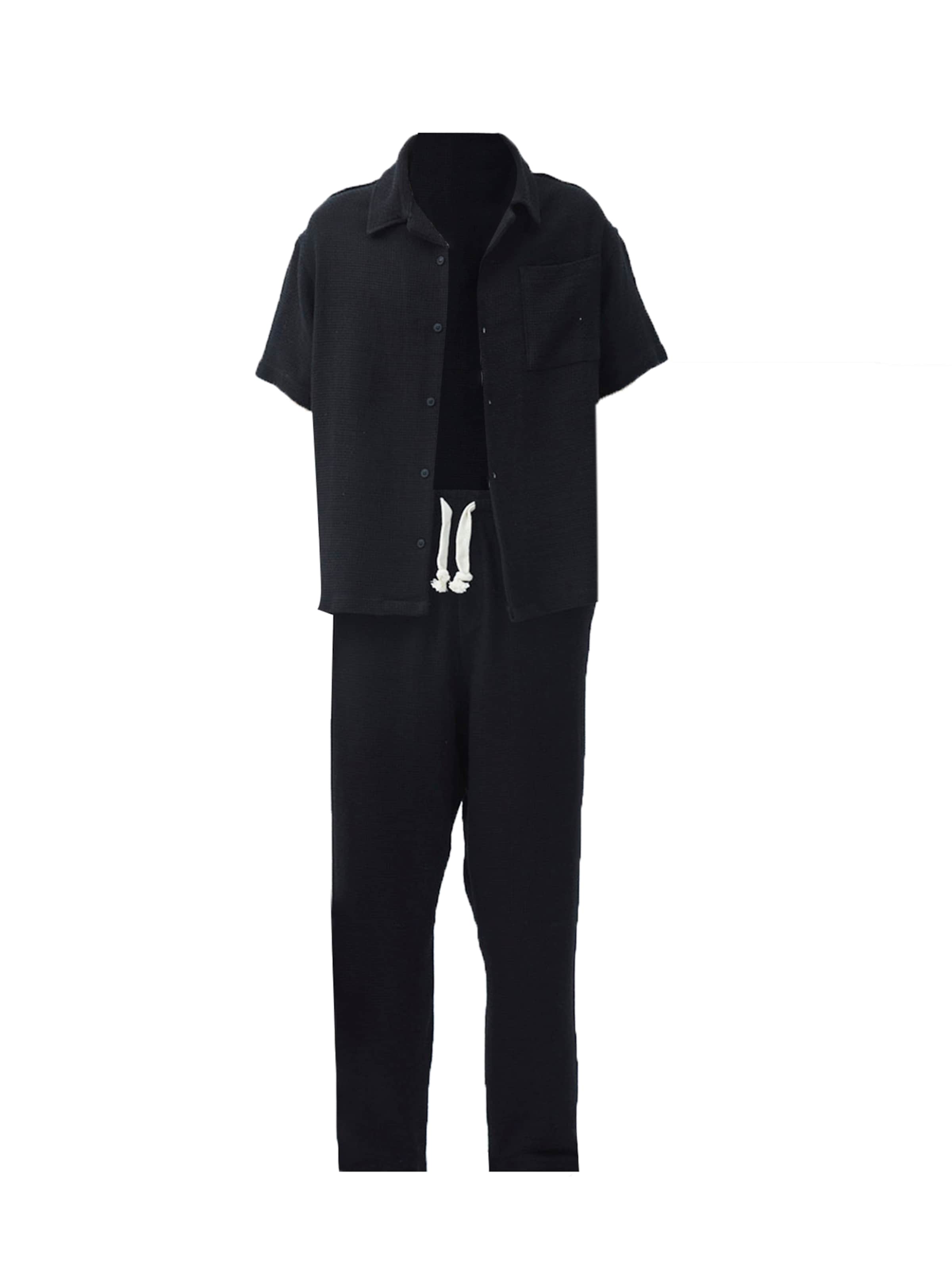 melns VAMOS CLO Vaļīgs piegriezums Bikses 'Tarn': no priekšpuses