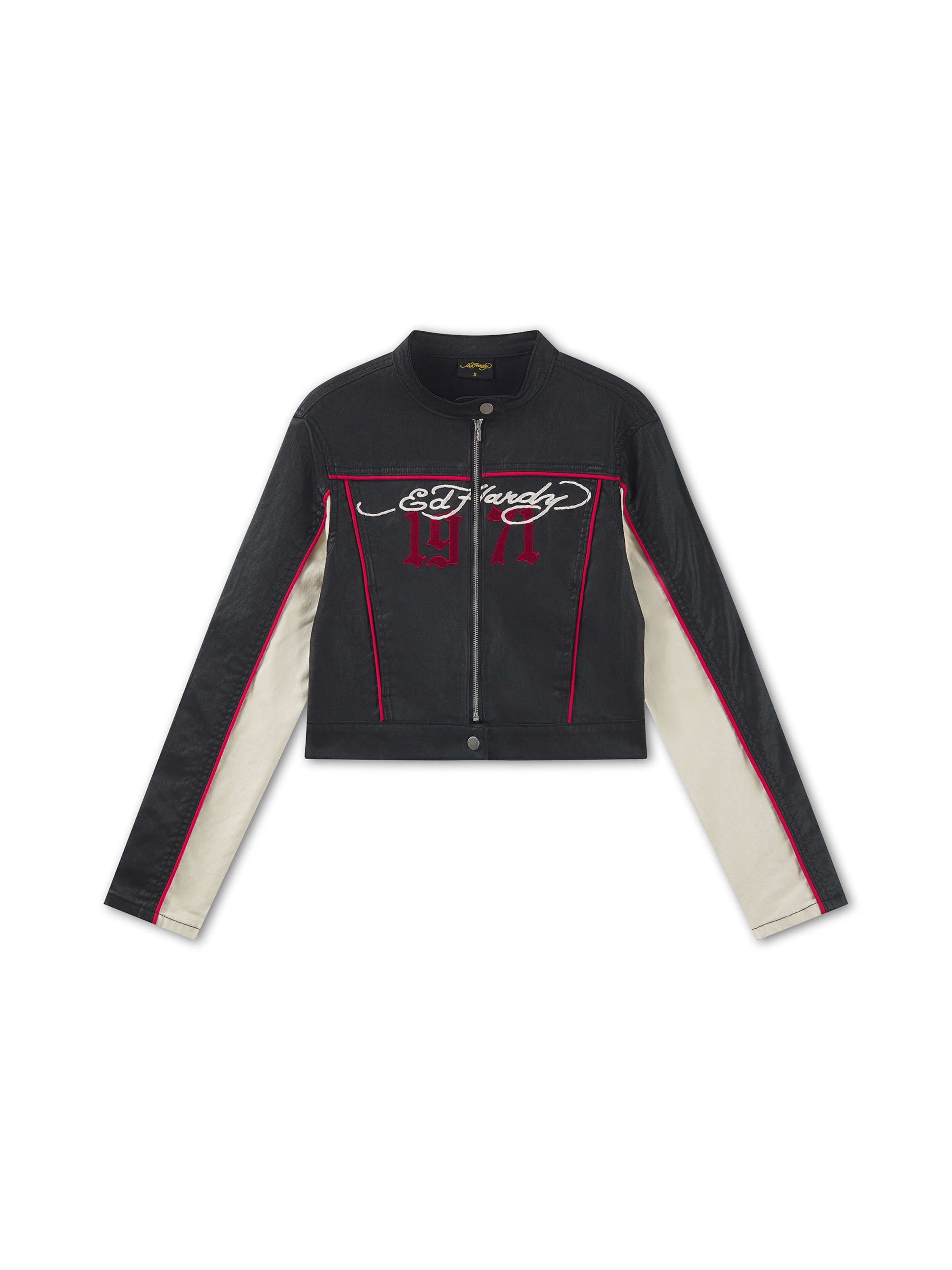 Ed Hardy Φθινοπωρινό και ανοιξιάτικο μπουφάν 'Climbing Rose' σε μαύρο: μπροστά