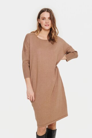 SAINT TROPEZ Knitted dress 'Mila' in Brown: front