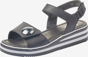 Rieker Strap Sandals in Black: front