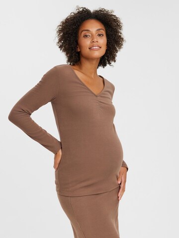 Vero Moda Maternity Shirt 'Tyra' in Bruin: voorkant