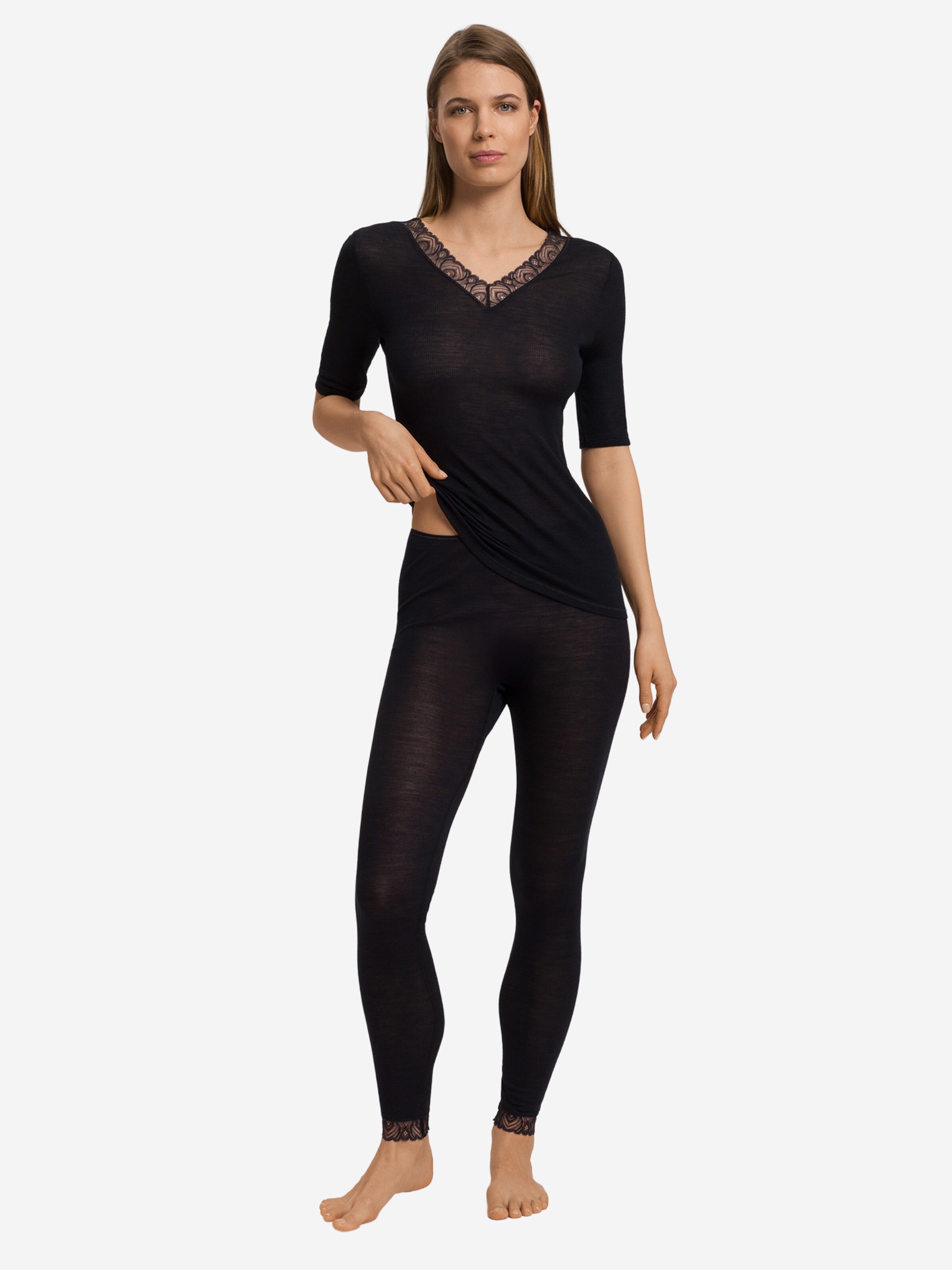 Skinny Leggings ' Woolen Lace ' Hanro en noir