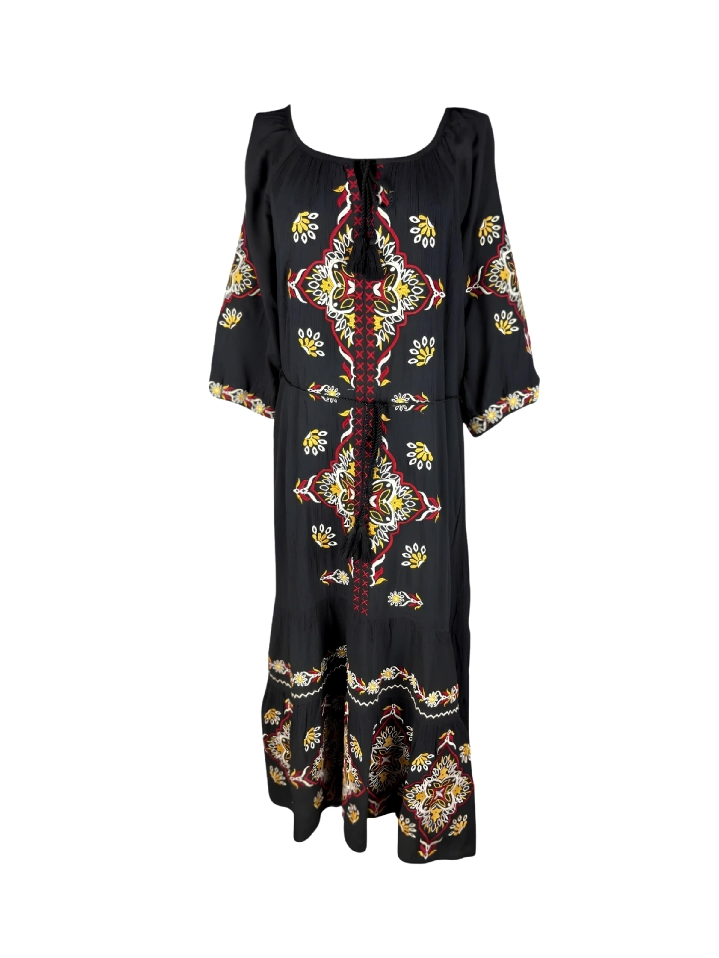 Rody’s forever - Vestido 'Lässiges Damenkleid RL25 schwarz/gelb , marimea L' em preto: frente