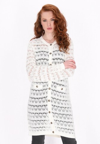 DreiMaster Vintage Strickjacke in Weiß: Vorderseite