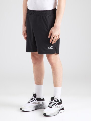 EA7 Emporio Armani Regular Workout Pants in Black: front