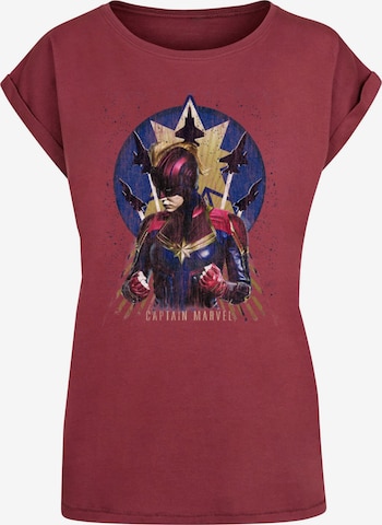 ABSOLUTE CULT Shirt 'Captain Marvel - Jet Burst' in Red: front