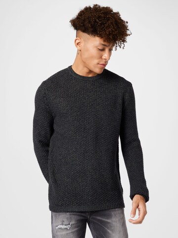 Coupe regular Pull-over 'Loccer' Only & Sons en noir : devant