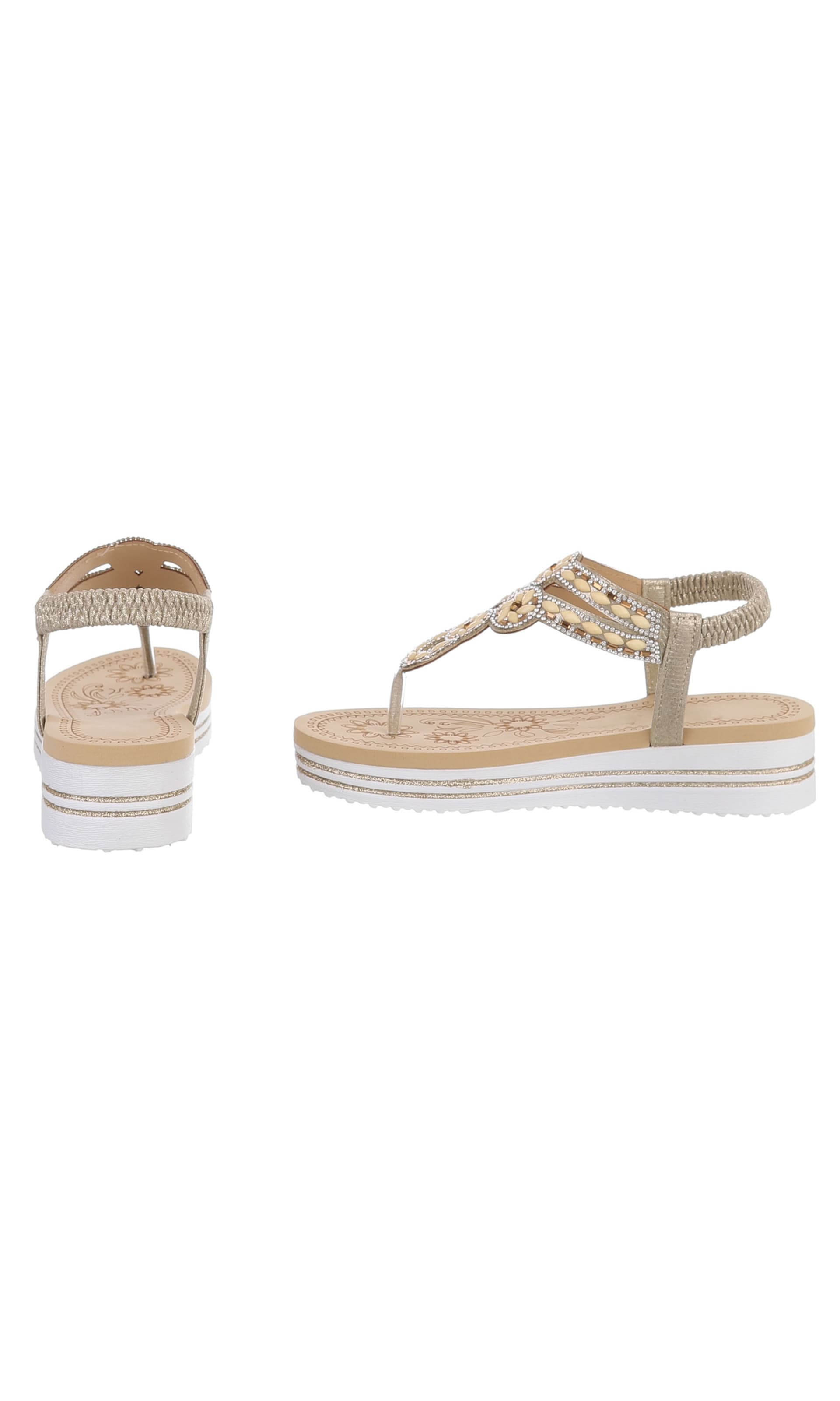 Ital-Design T-Bar Sandals in Gold