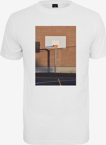Mister Tee Tričko 'Pizza Basketball Court' – bílá: přední strana