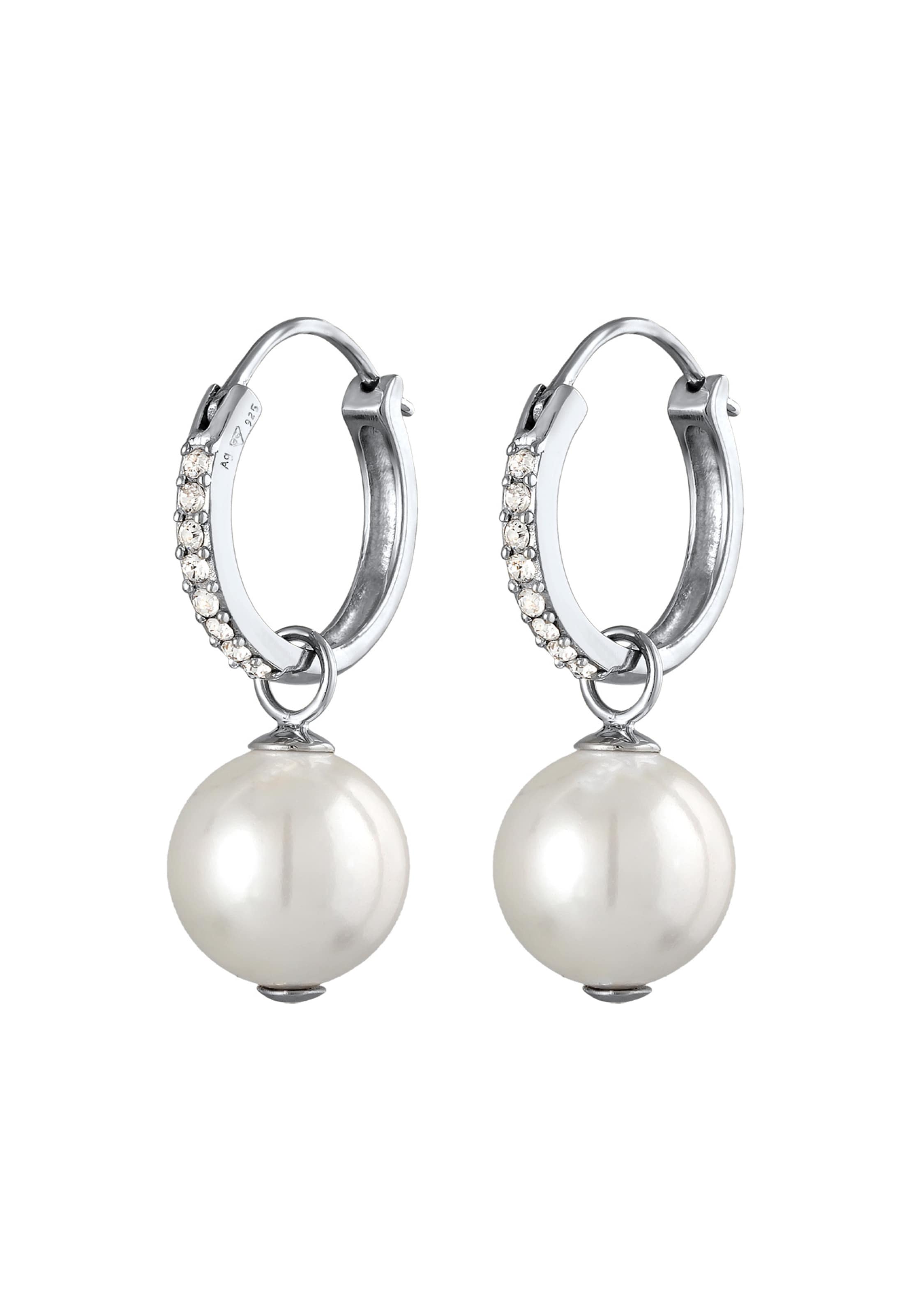 ELLI Creole mit Perle in Silber: Vorderseite