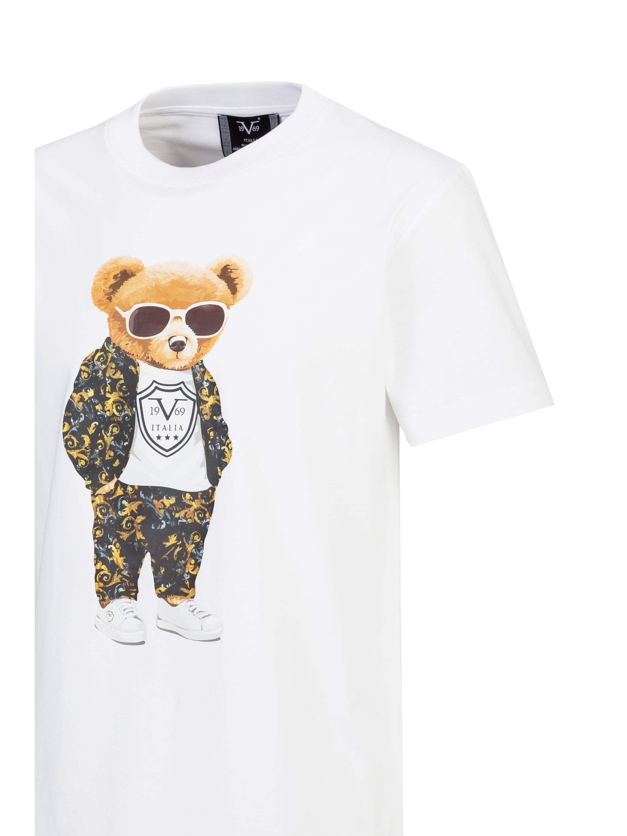 19V69 ITALIA Shirt 'Rafael Baroque Teddy Cool' in Wit