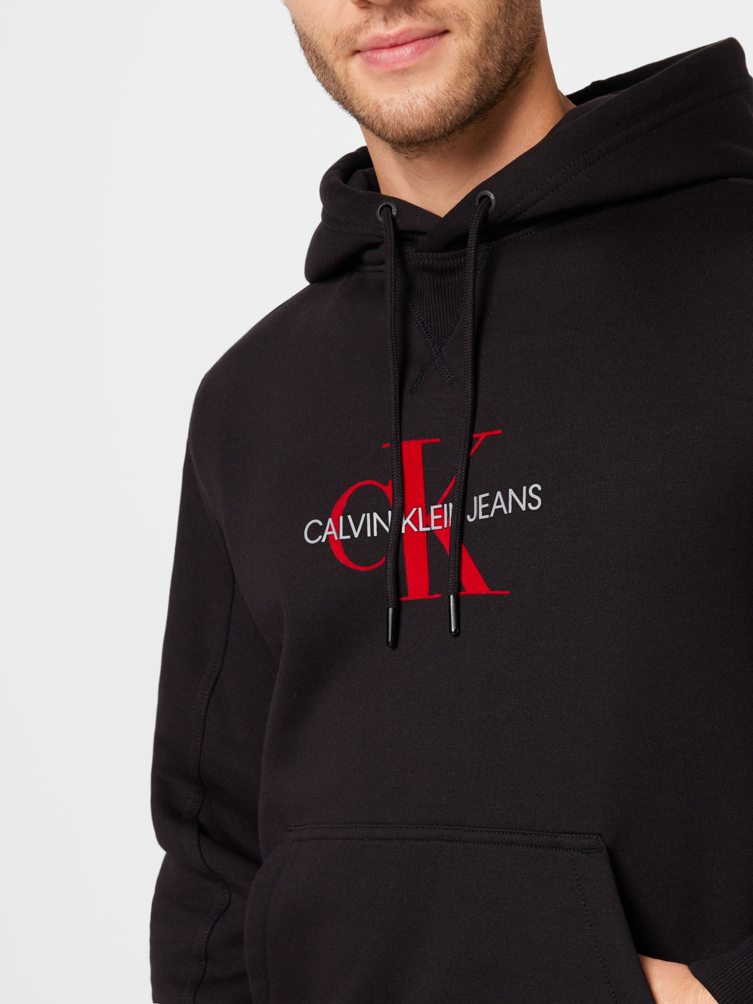 monogram flock box hoodie