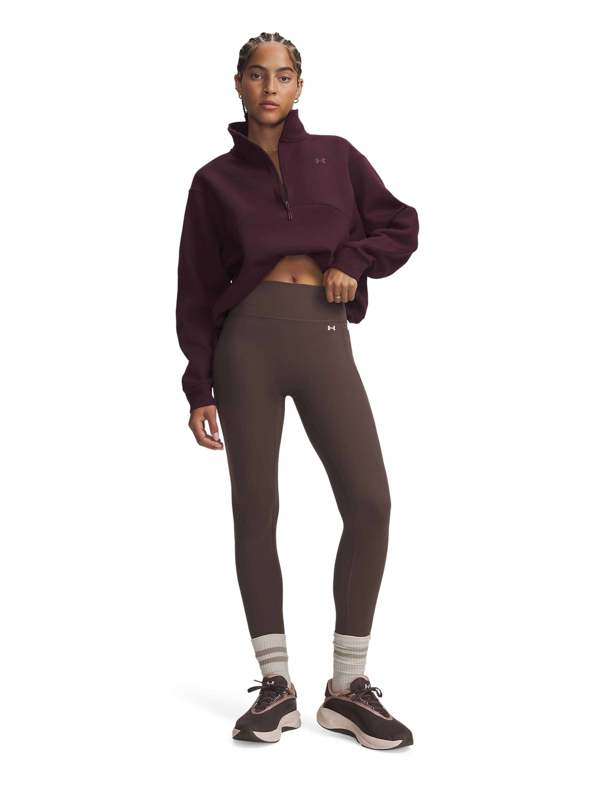 UNDER ARMOUR Skinny Workout Pants 'Motion' in Brown: front