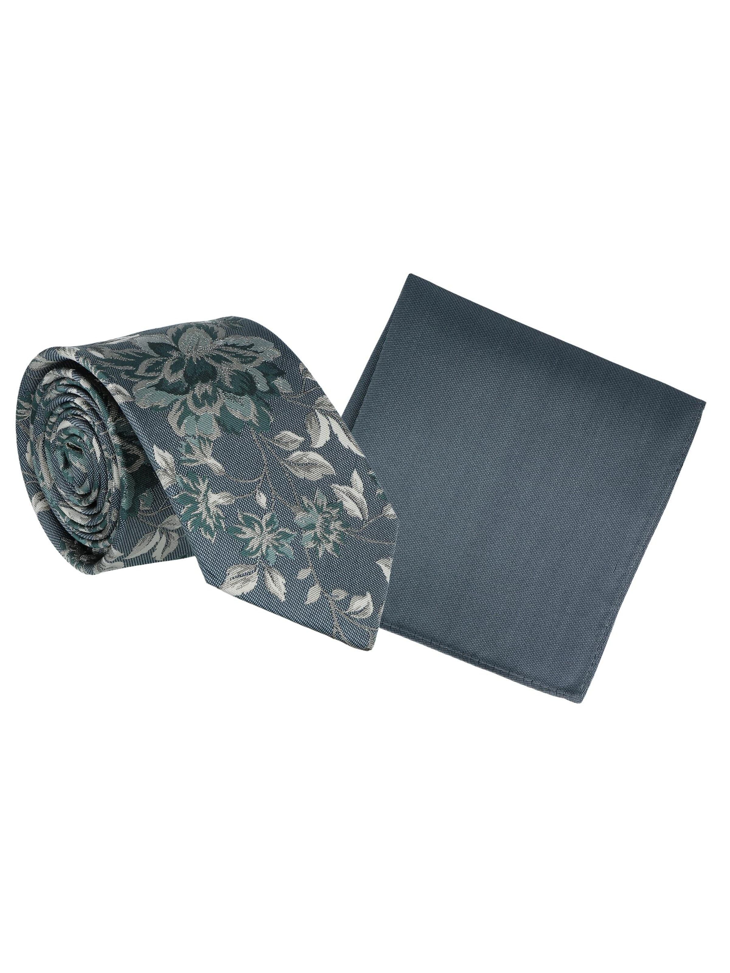 WILLEN Tie 'Floral / Uni' in Green