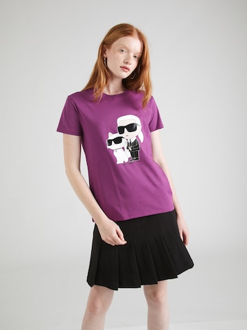 T-shirt 'Ikonik 2.0' Karl Lagerfeld en violet : devant