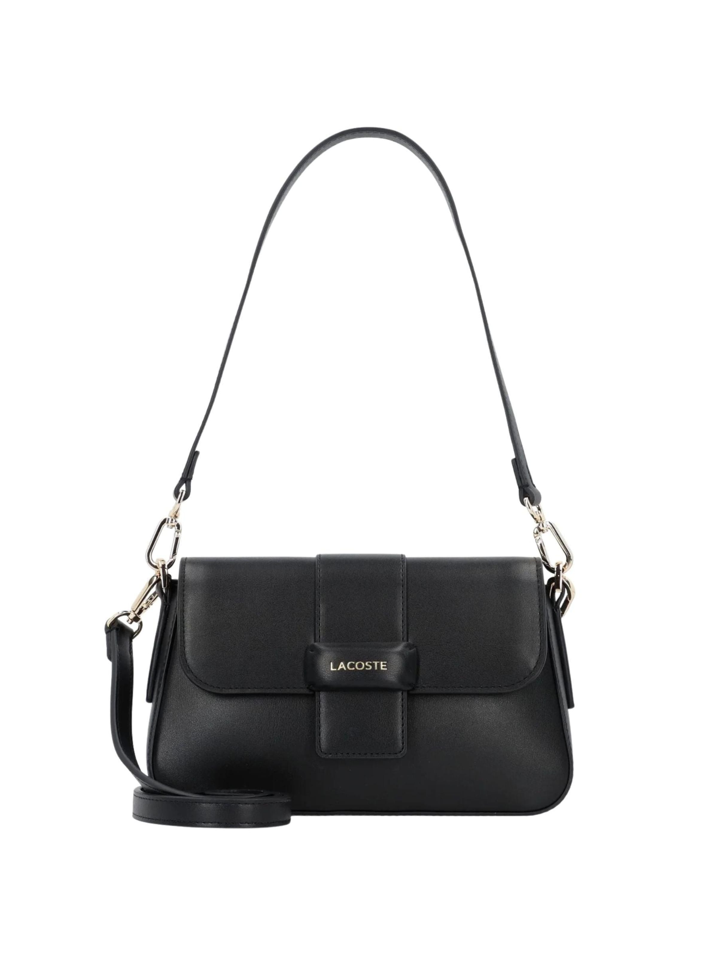 LACOSTE - Bolso de hombro en negro: frente