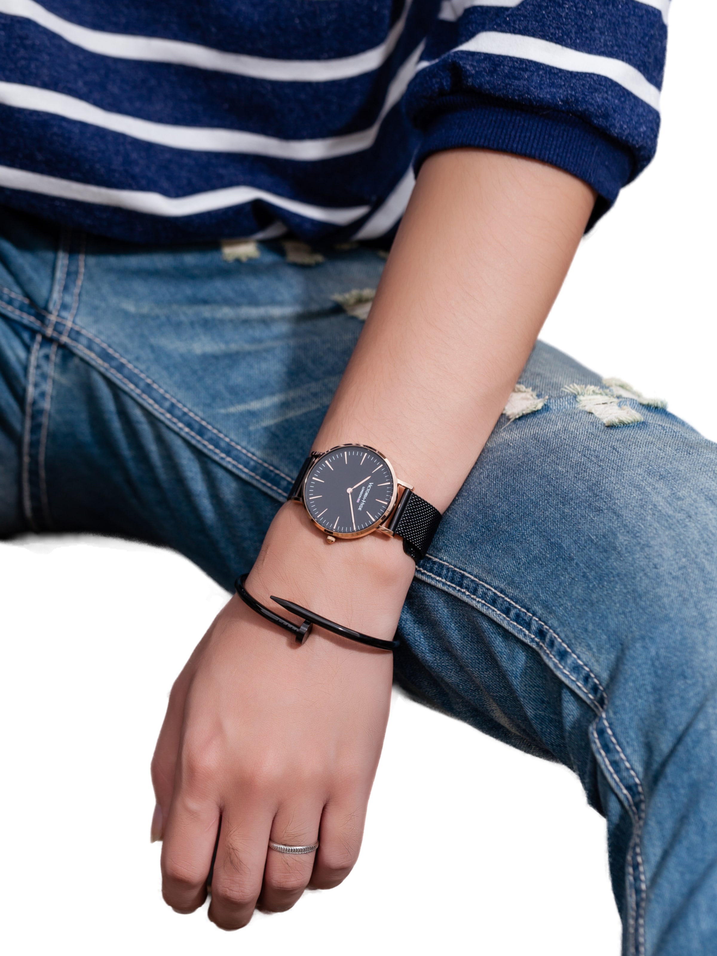 Montre à affichage analogique 'Metropolitan' Victoria Hyde en noir : devant