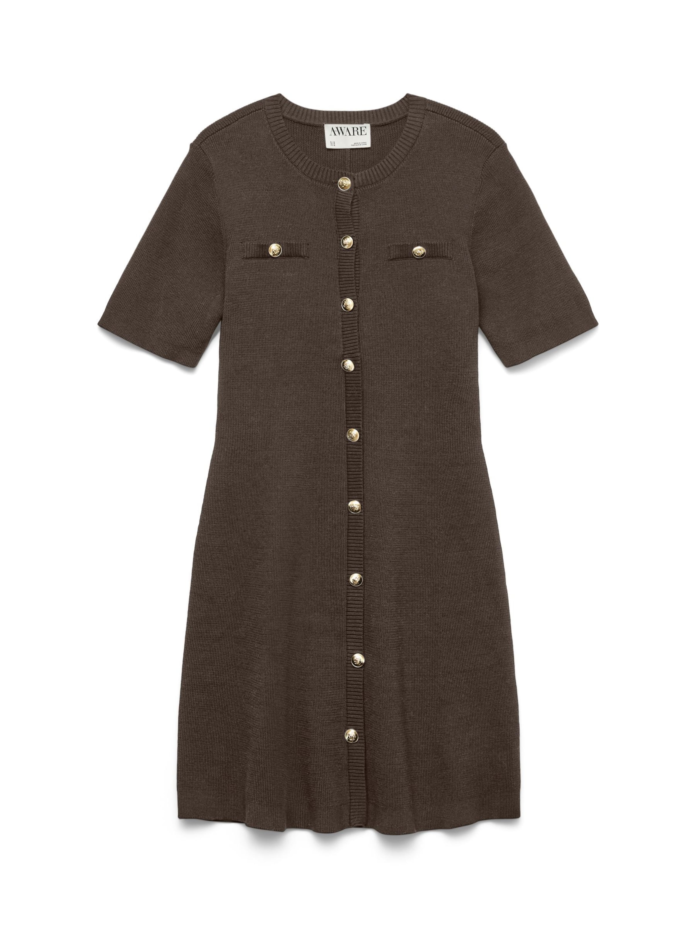 VERO MODA Gebreide jurk in Bruin: voorkant