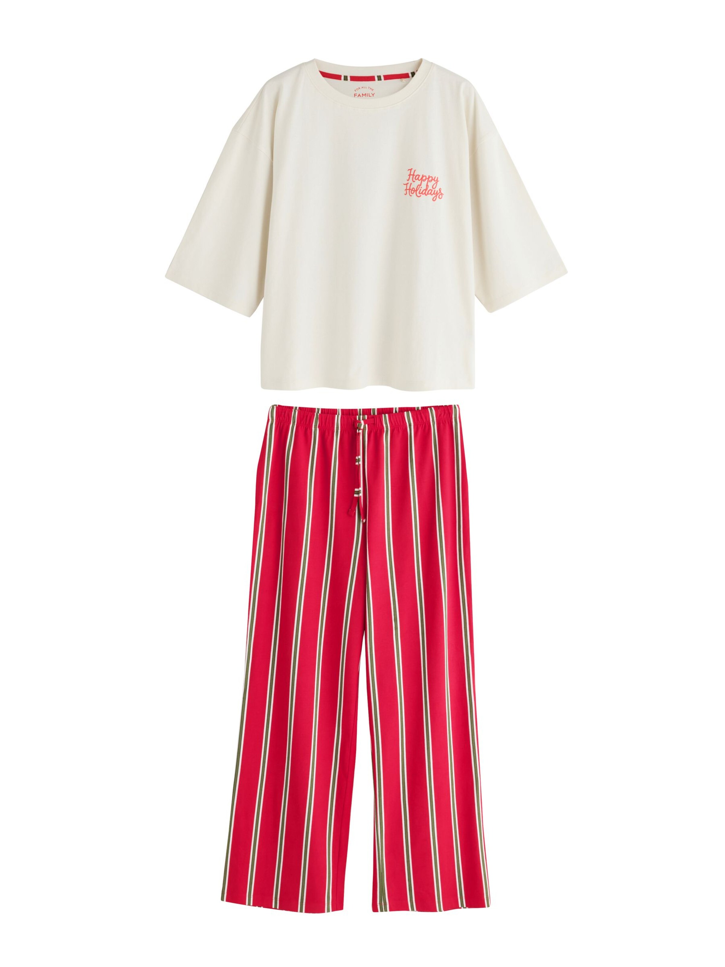 Next Pyjamas 'Family Christmas' i XS i ecru / mørkegrøn / rød, Produktvisning