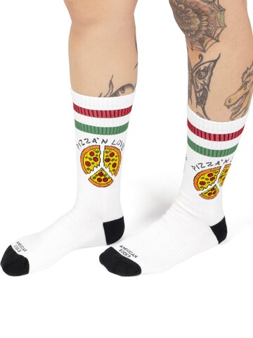 Chaussettes 'Pizza'n Love' American Socks en blanc
