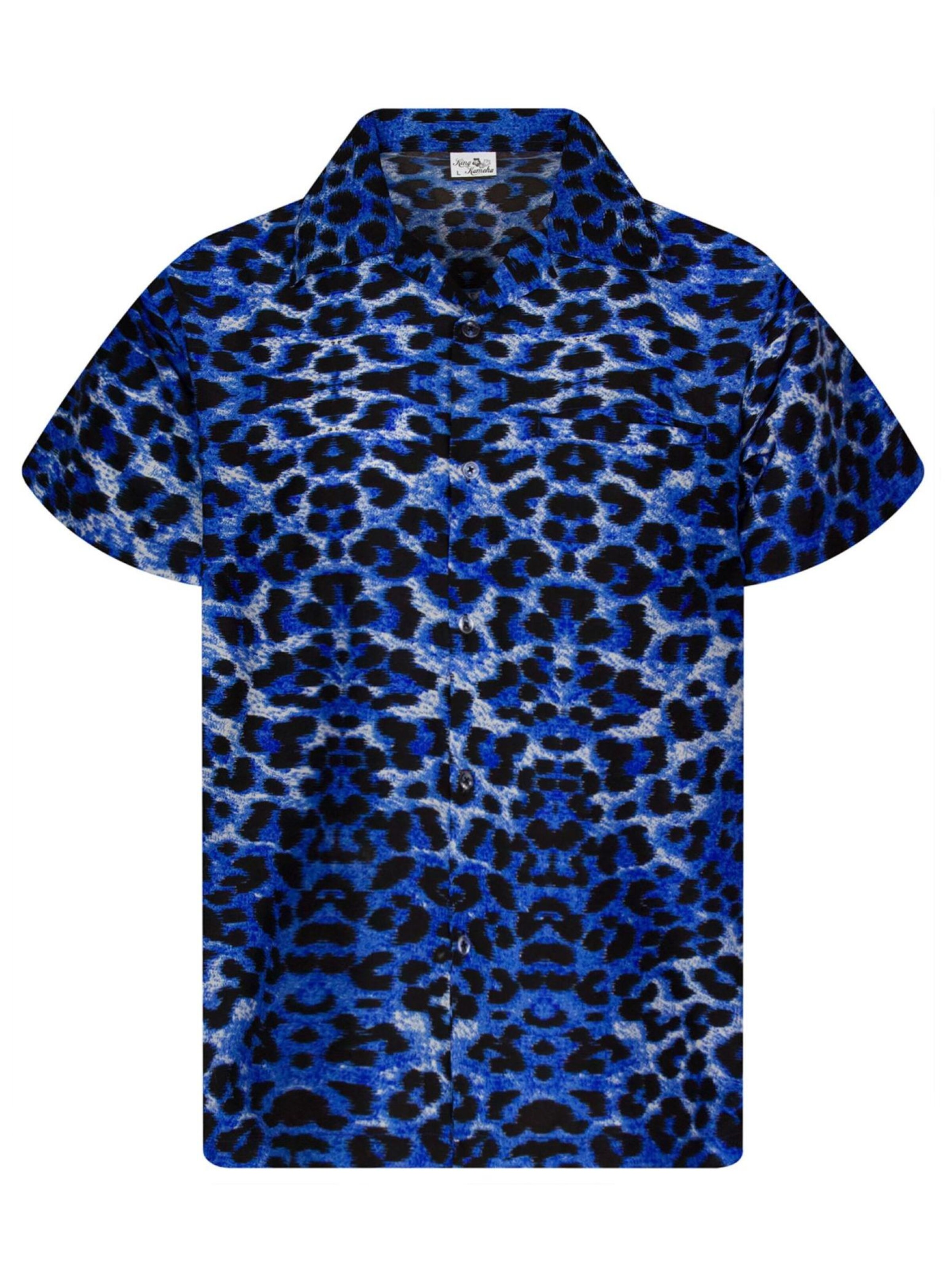 King Kameha Shirt 'Leopard'‌‌‌ in Blau: Vorderseite