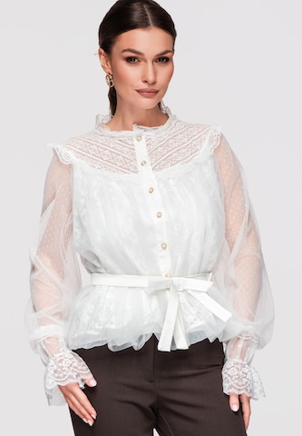 Ombre Blouse in White: front