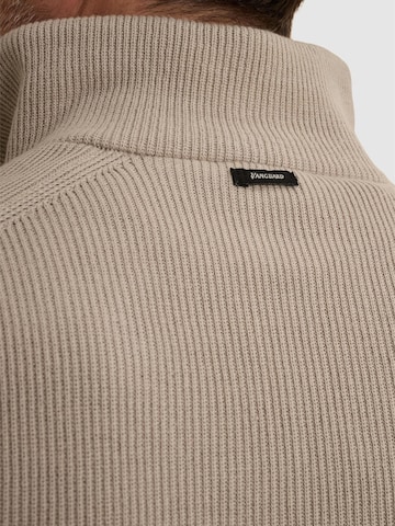 VANGUARD Sweater 'Pullover with half-zip and allover rib texture' in Beige