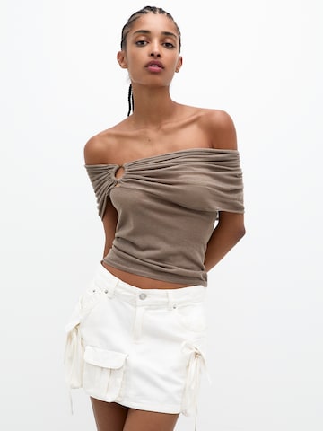 Pull&Bear Stricktop in Braun