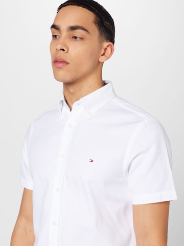 TOMMY HILFIGER Slim fit Button Up Shirt 'Dobby' in White