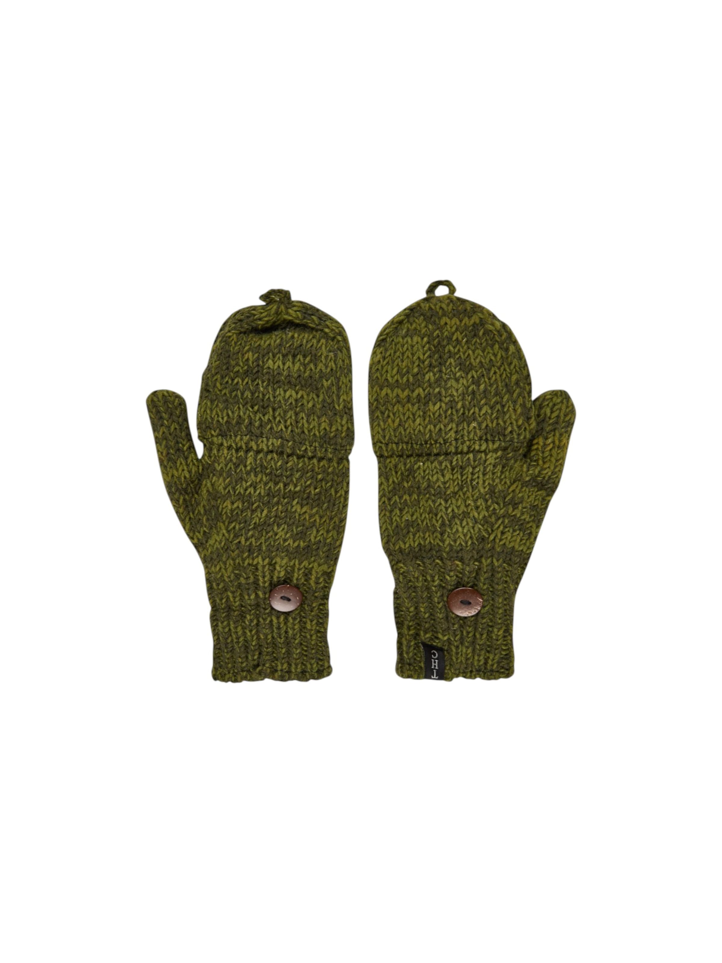 THC Natural Line Mittens in Green: front