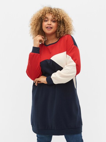 Zizzi Sweatshirt 'Katheleen' in Blue: front