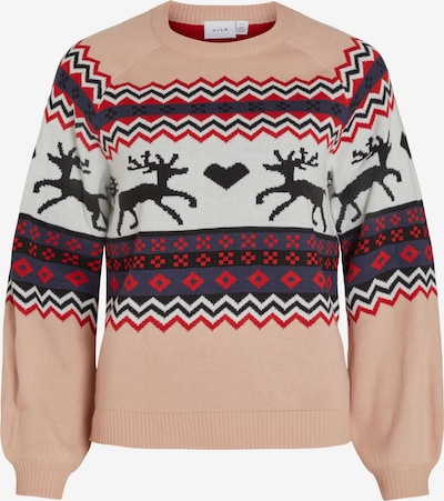VILA Pullover 'Holiday' in nachtblau / pink / burgunder / weiß, Produktansicht