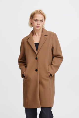 ICHI Between-Seasons Coat 'JANNET' in Brown: front