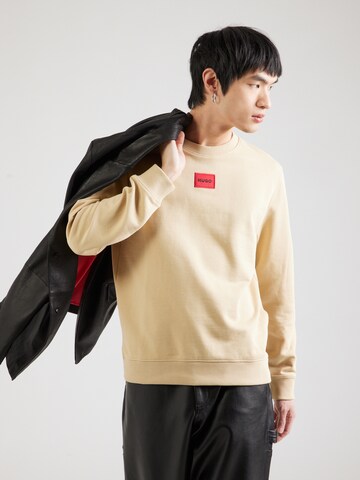 HUGO Sweatshirt 'Diragol212' in Beige: front
