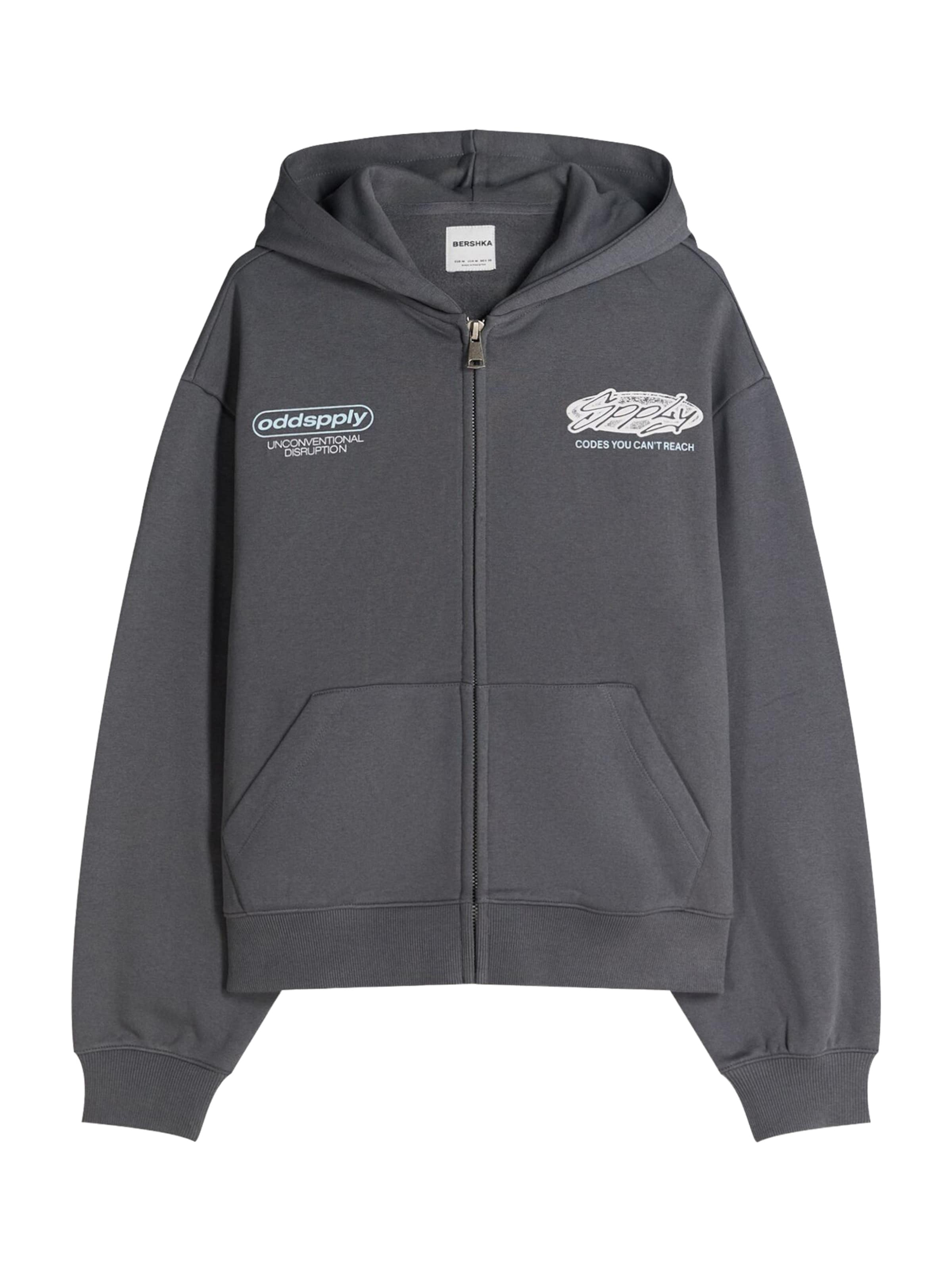 Bershka Tepláková bunda - Sivá: predná strana