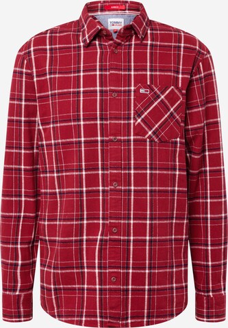 Tommy Jeans Regular fit Button Up Shirt in Red: front