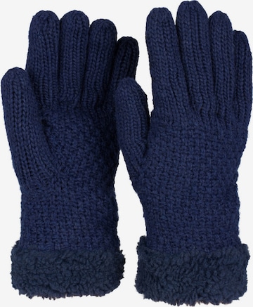 styleBREAKER Fingerhandschuhe 'Strickhandschuhe mit Perlmuster und Fleece' in Blau: Vorderseite