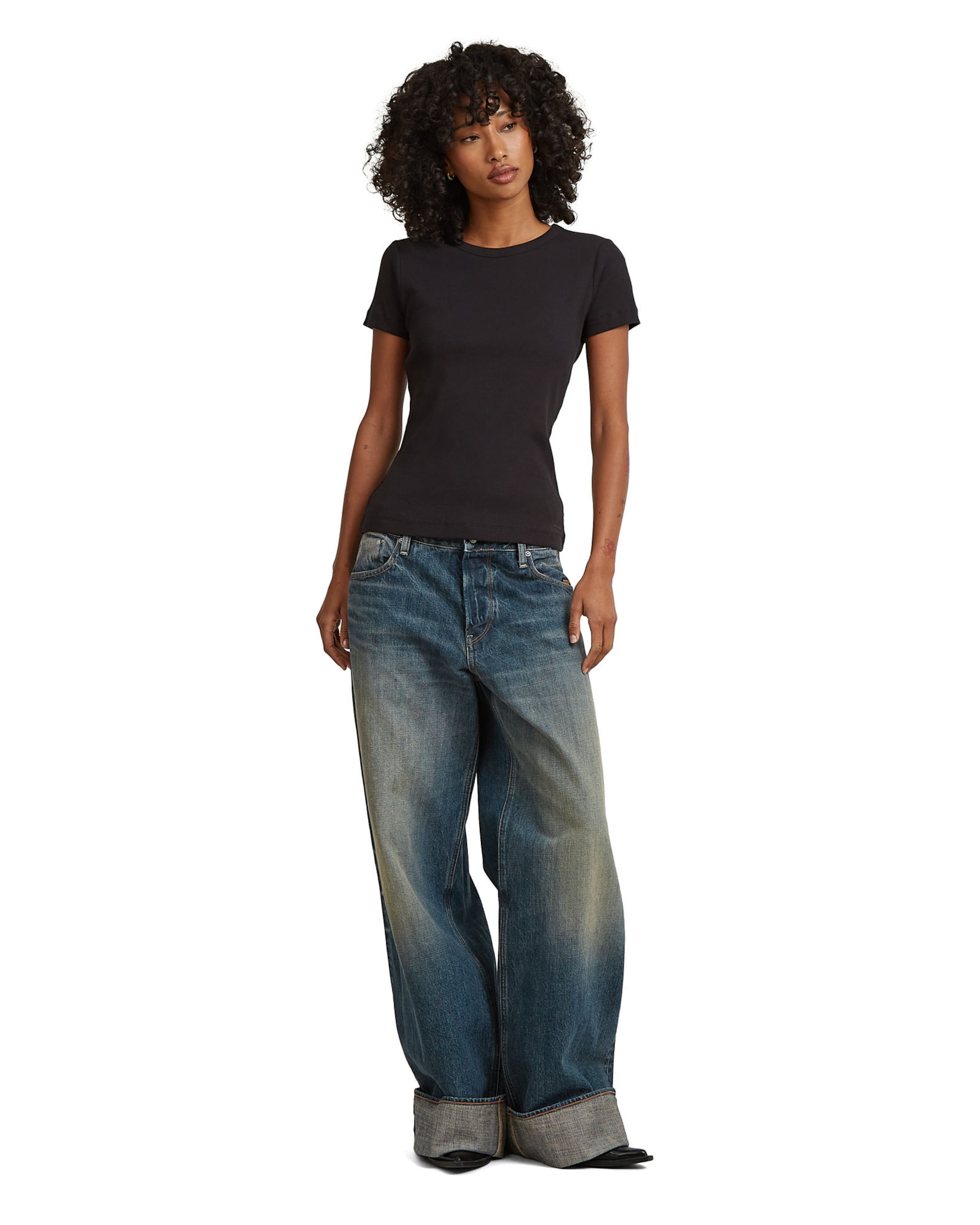 G-STAR Tops-T-Shirt 'Slim Rib ' in Schwarz