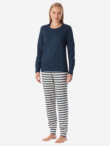 SCHIESSER Schlafanzug ' Casual Essentials ' in Blau: Vorderseite