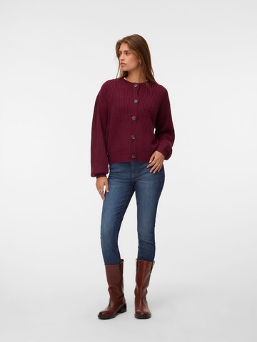 VERO MODA Knit Cardigan 'VMLEA' in Red