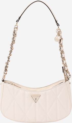 GUESS Olkalaukku 'ALDINA TOP ZIP SHOULDER BAG' värissä valkoinen: etupuoli