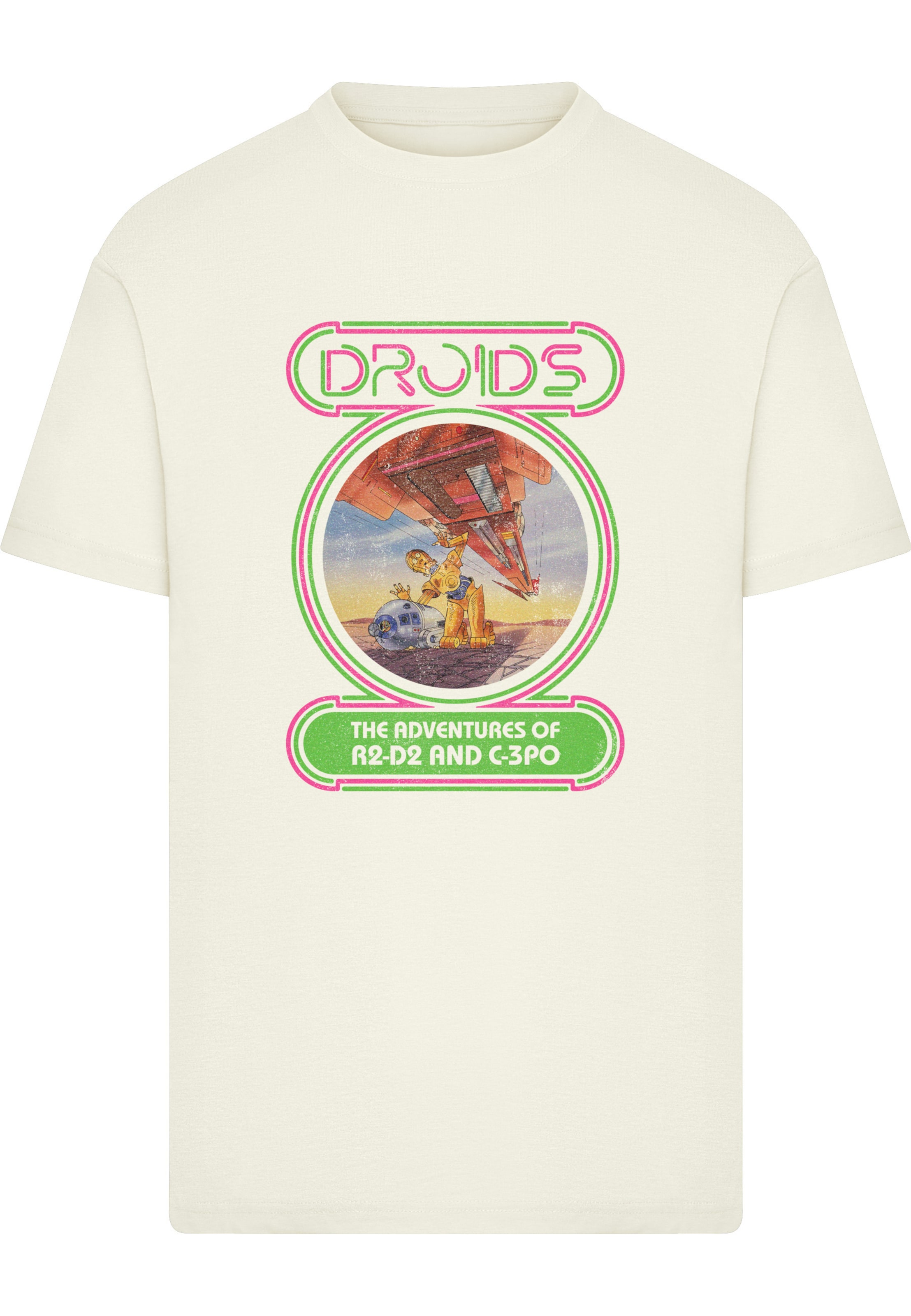 T-Shirt 'Star Wars Droids' Merchcode en beige : devant
