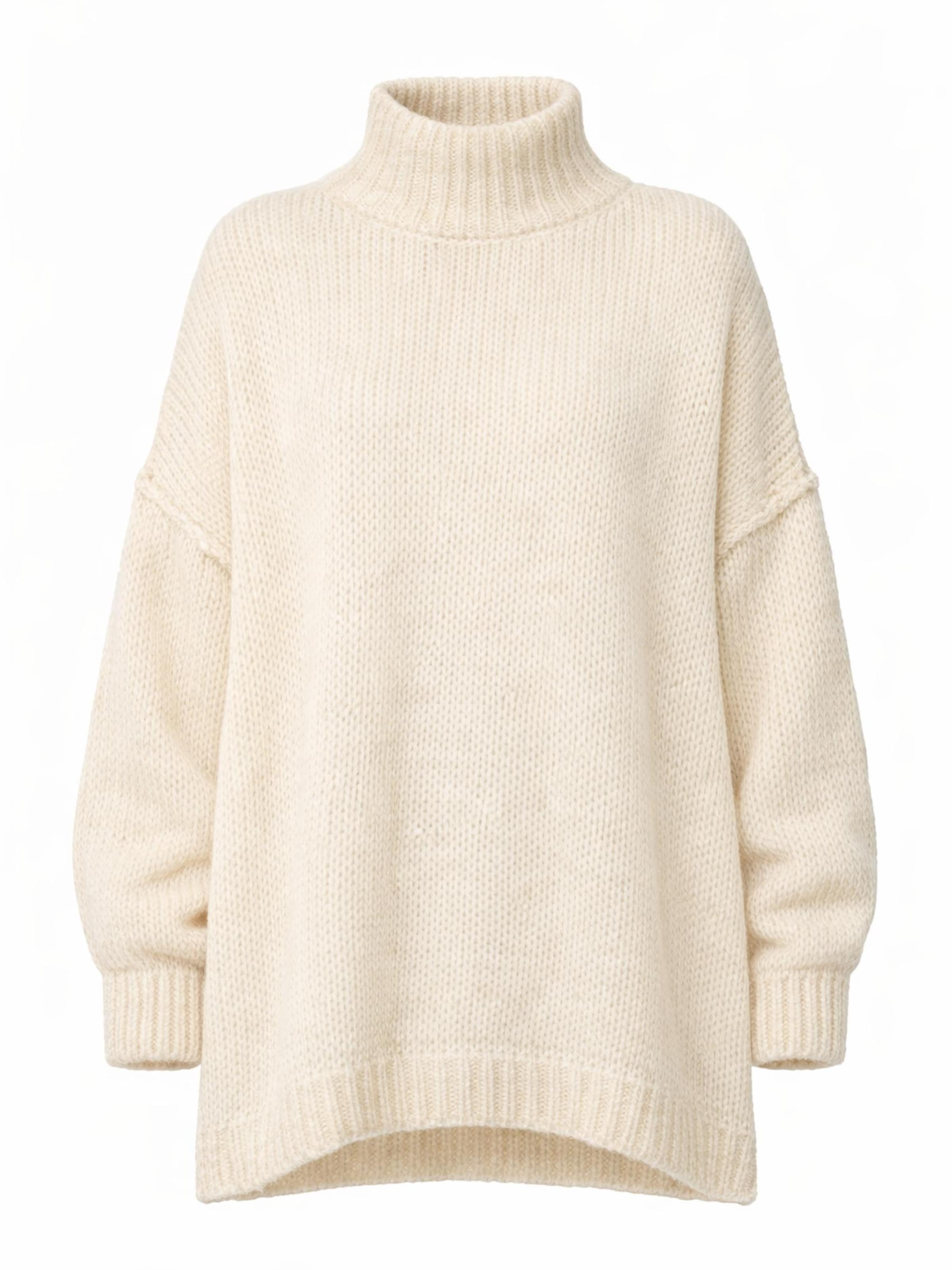 Worldclassca Oversized Sweater 'Strickpullover Oversized mit Stehkragen' in Beige