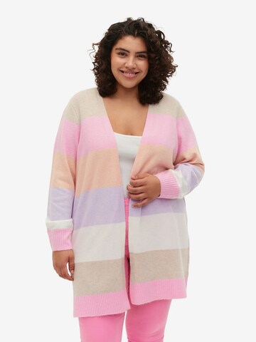 Zizzi Knit Cardigan 'MSUNNY' in Mixed colors: front