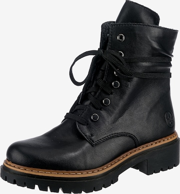 Rieker Lace-Up Ankle Boots in Black: front